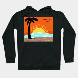 Tropical Palm Tree Beach Sunset Hoodie